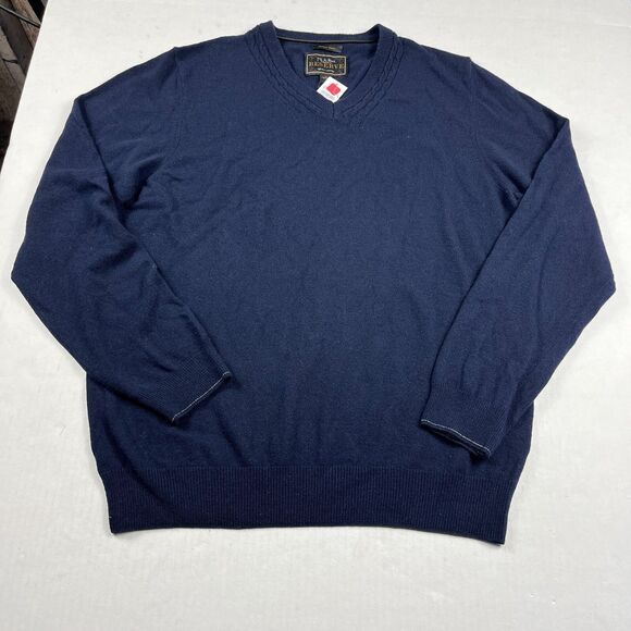 Jos A Bank Reserve Mens Cashmere Wool Blend Sweater NWT Navy Blue Size Large - Picture 1 of 10